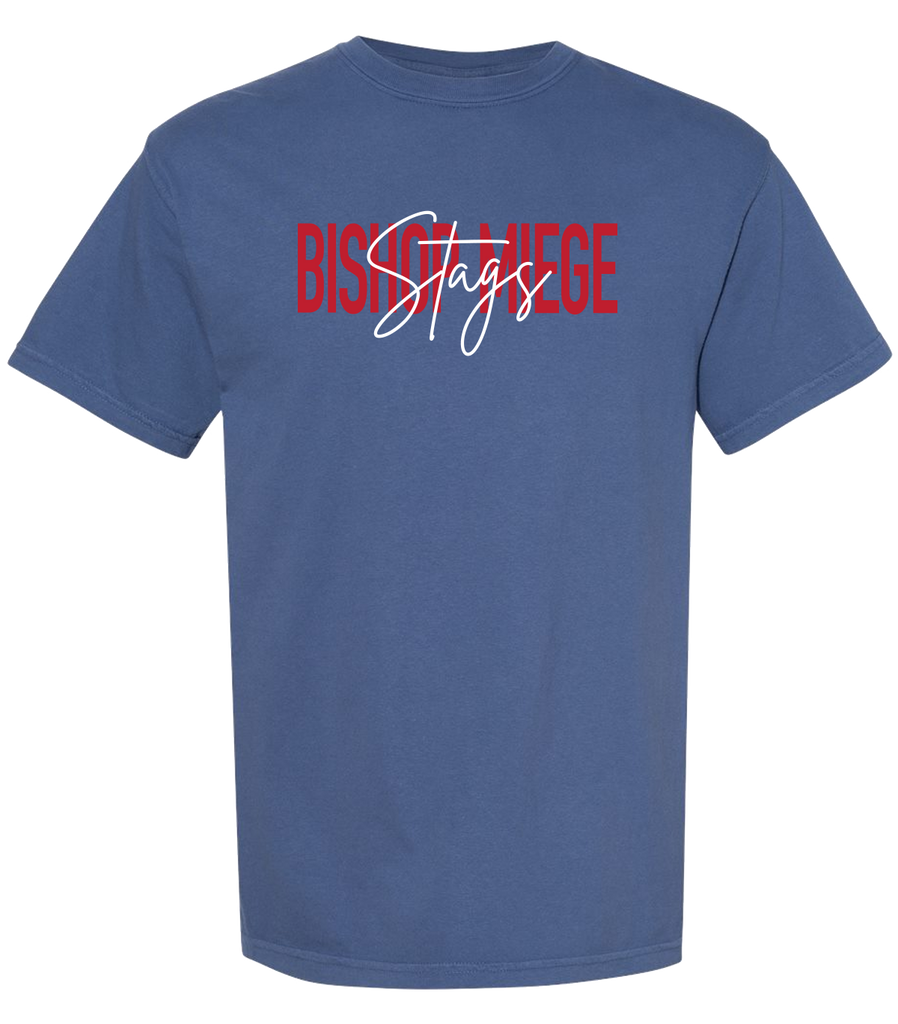 Tee - BM Script Stags - China Blue