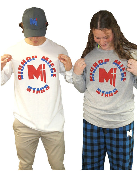 Tee- White Long Sleeve Red & Blue