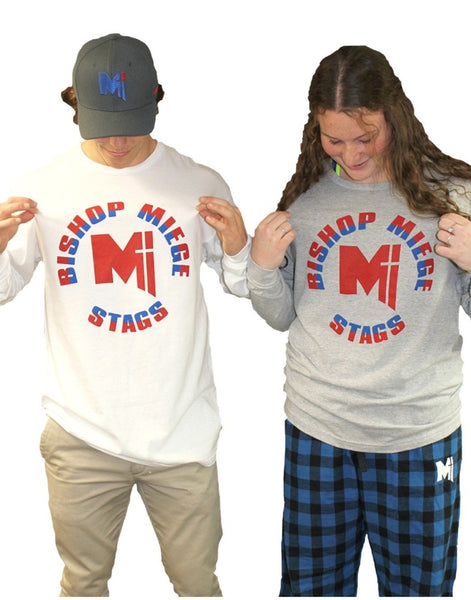 Tee- Gray Long Sleeve Red & Blue